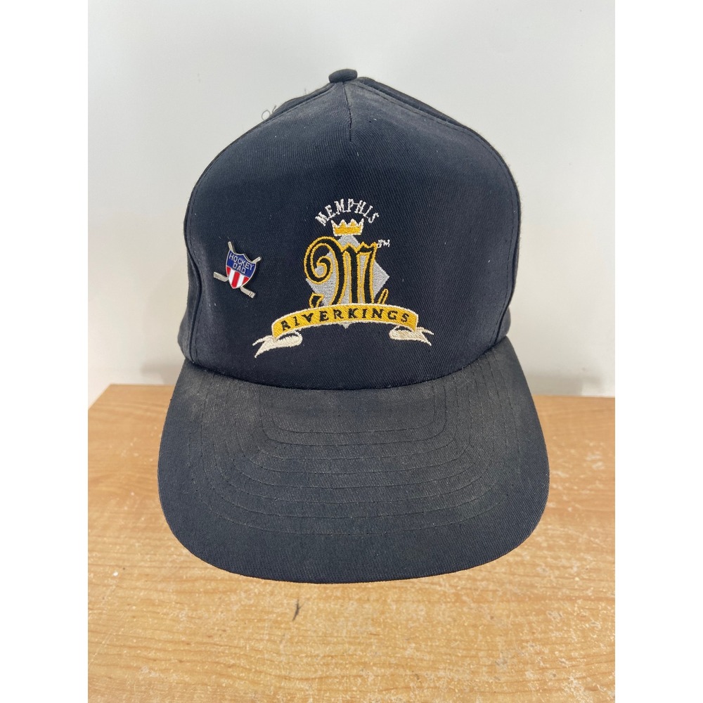 Vintage Memphis Riverkings CHL Snapback Hat Black Green Underbill KC Hockey Pin